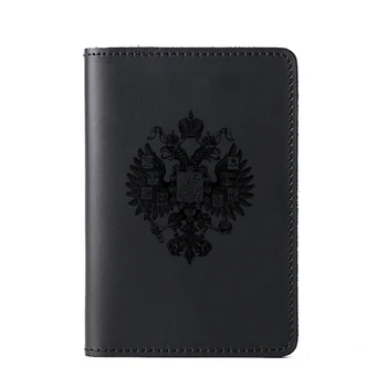 

Russian Passport Cover card wallet Personalised engrave Russian double-headed eagle Genuine Leather Passport Holder