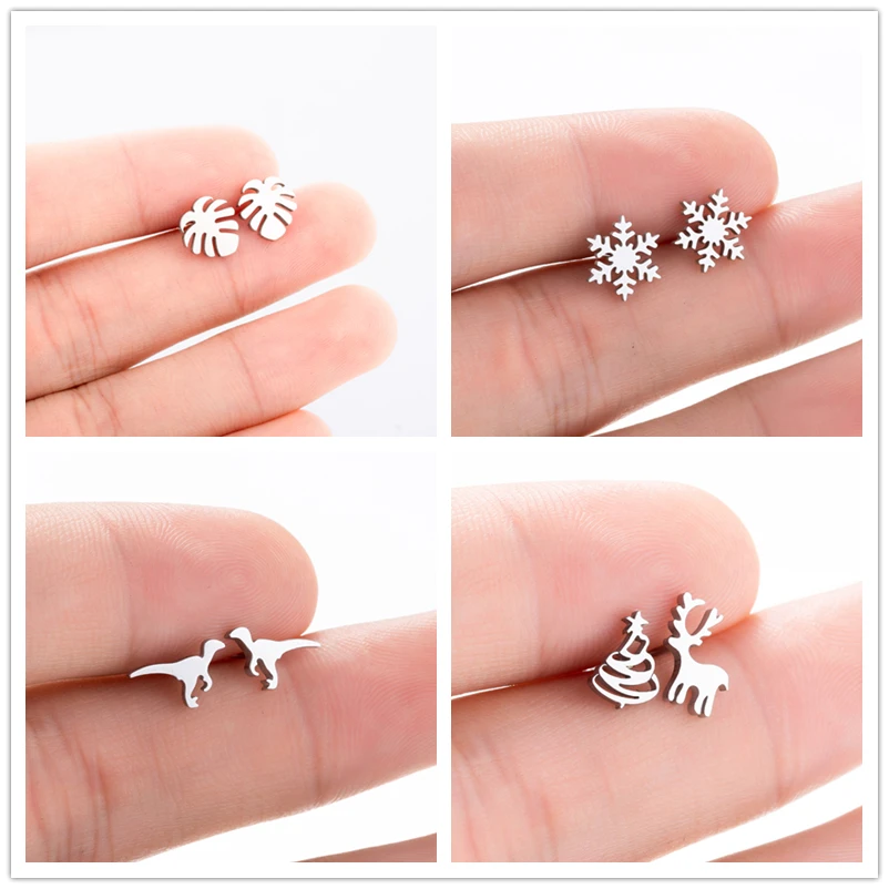 Oly2u из нержавеющей стали Boho полые пальмовые серьги в виде листьев серьги Изящные древние серьги с изображением животных для женщин Brincos