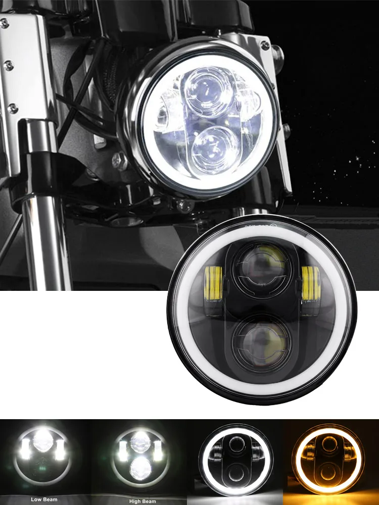 5,75 дюймов светодиодный фонарь Halo Ring поворотник DRL Angel Eye для Sportster Touring-Super Glide Dyna Sportster 5 3/" Daymarker