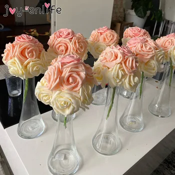 

25pcs/lot Artificial Rose Bouquet Decorative Foam Rose Flowers Bride Bouquets for Wedding Home Party Decoration Wedding Supplies