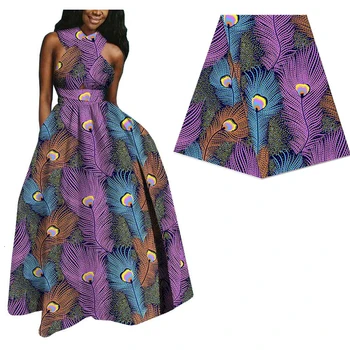 

Peacock Feather Printed African Real Wax Fabric For Women Dress 100% cotton Ankara Nigerian Veritable Wax print Fabric