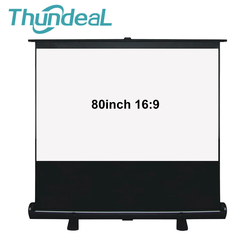 ThundeaL 80in 100 дюймов, 16:9, напольный проекционный экран, вечерние, школьные, офисные, для совещаний, подтягивающий, напольный, HD проектор, экран, белый