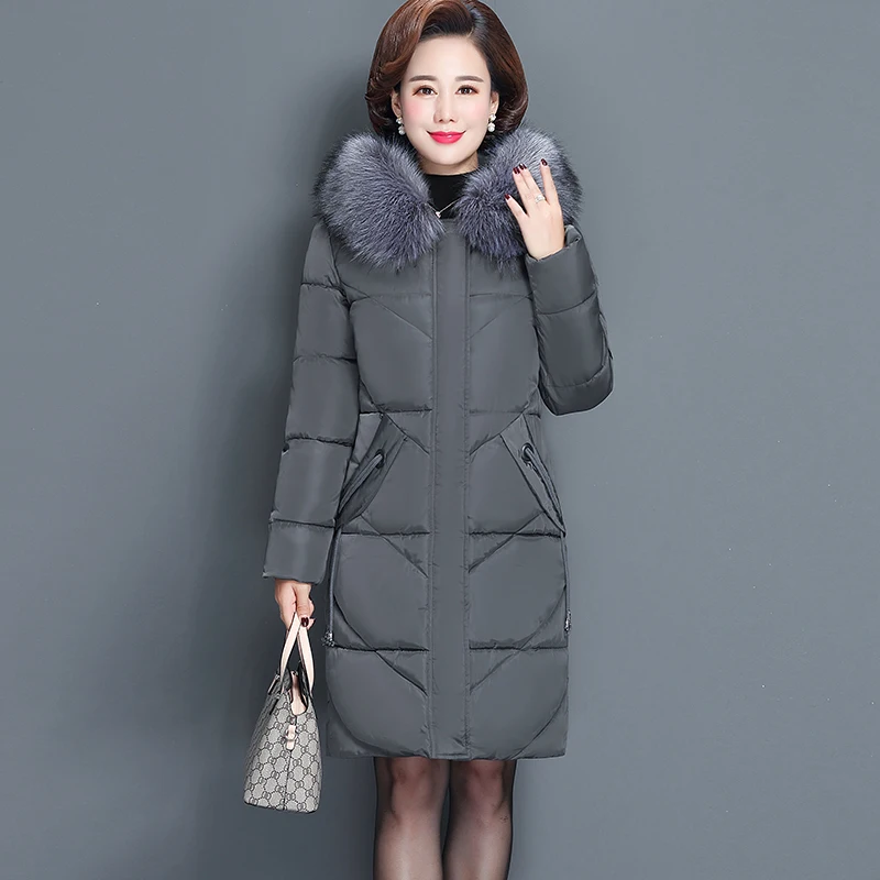 Женская зимняя куртка с меховым воротником, Женская куртка, тонкая длинная куртка с хлопковой подкладкой, зимнее пальто, парка, большой размер 6XL