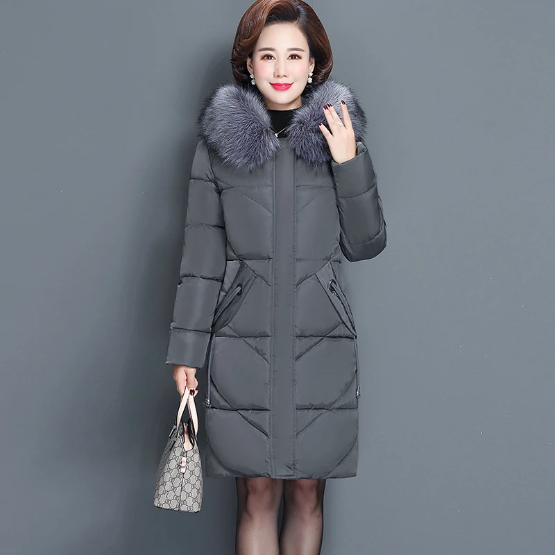 

Women's winter jacket fur collar female jacket slim cotton-padded long jacket outerwear winter coat parka Large size 6XL