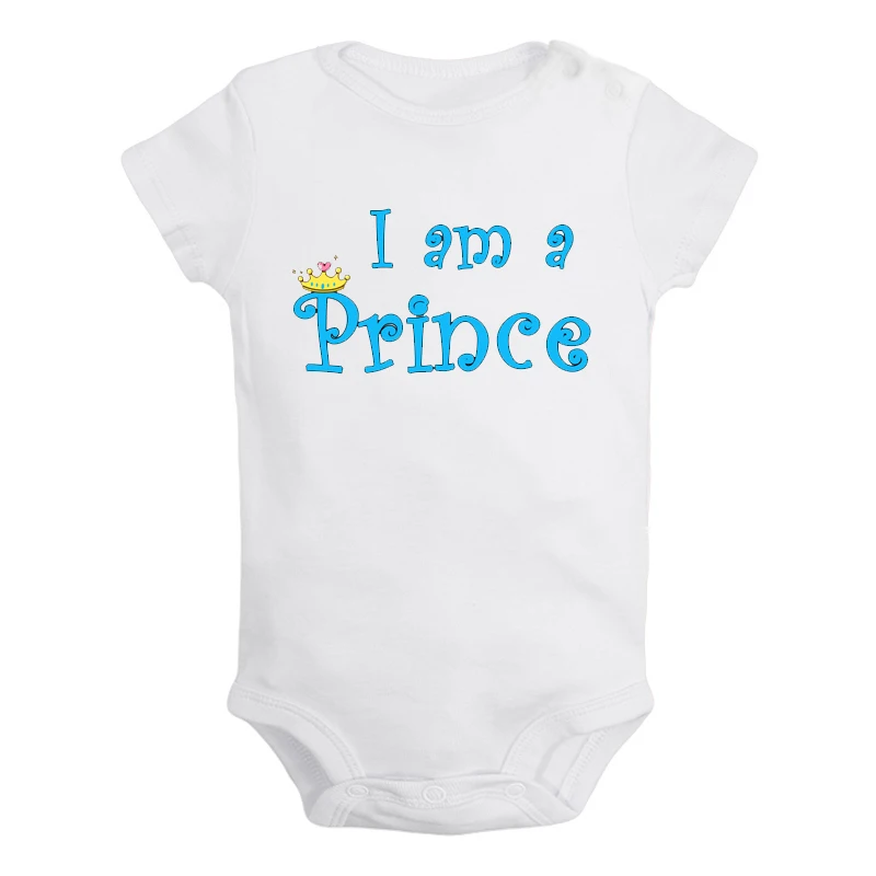 ifBaby2778W Одежда для новорожденных мальчиков и девочек с надписью «I'm 1 Year», «I Am a Princess Prince» комбинезон с короткими рукавами - Цвет: ifBaby2778W