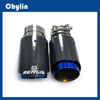Blue Carbon Fiber Exhaust Tip Universal 1