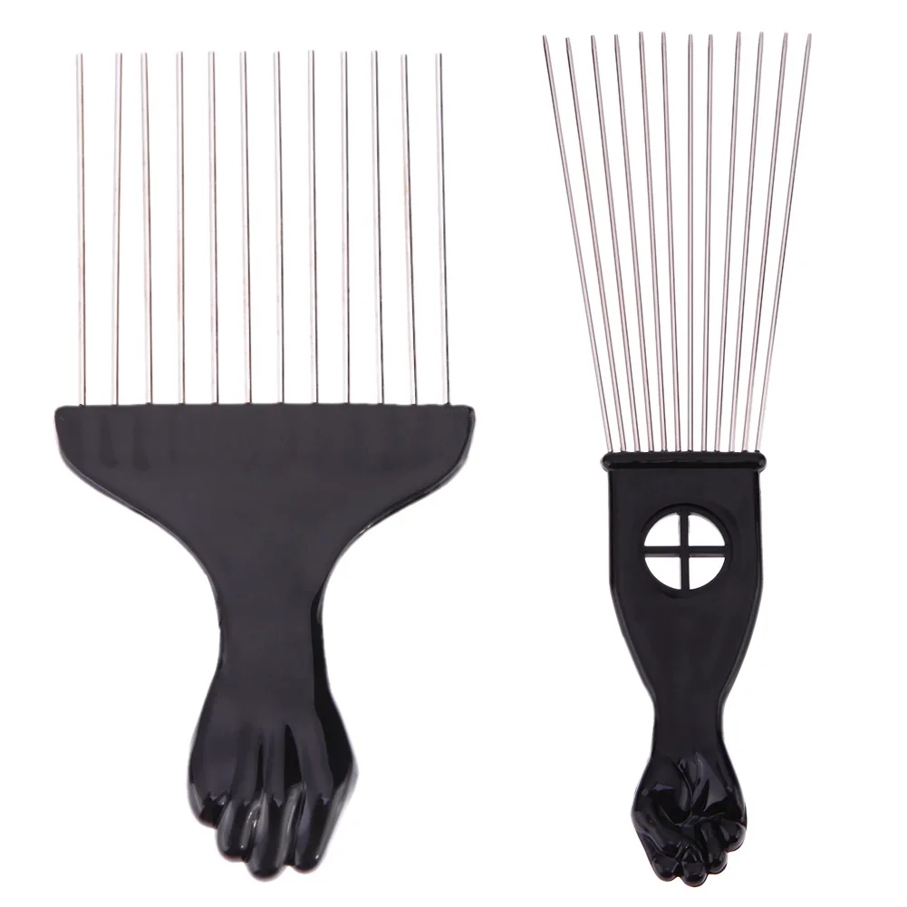 Black Fist Afro Pick Metal Wide Teeth Hair Comb For Volumizing Hair ...