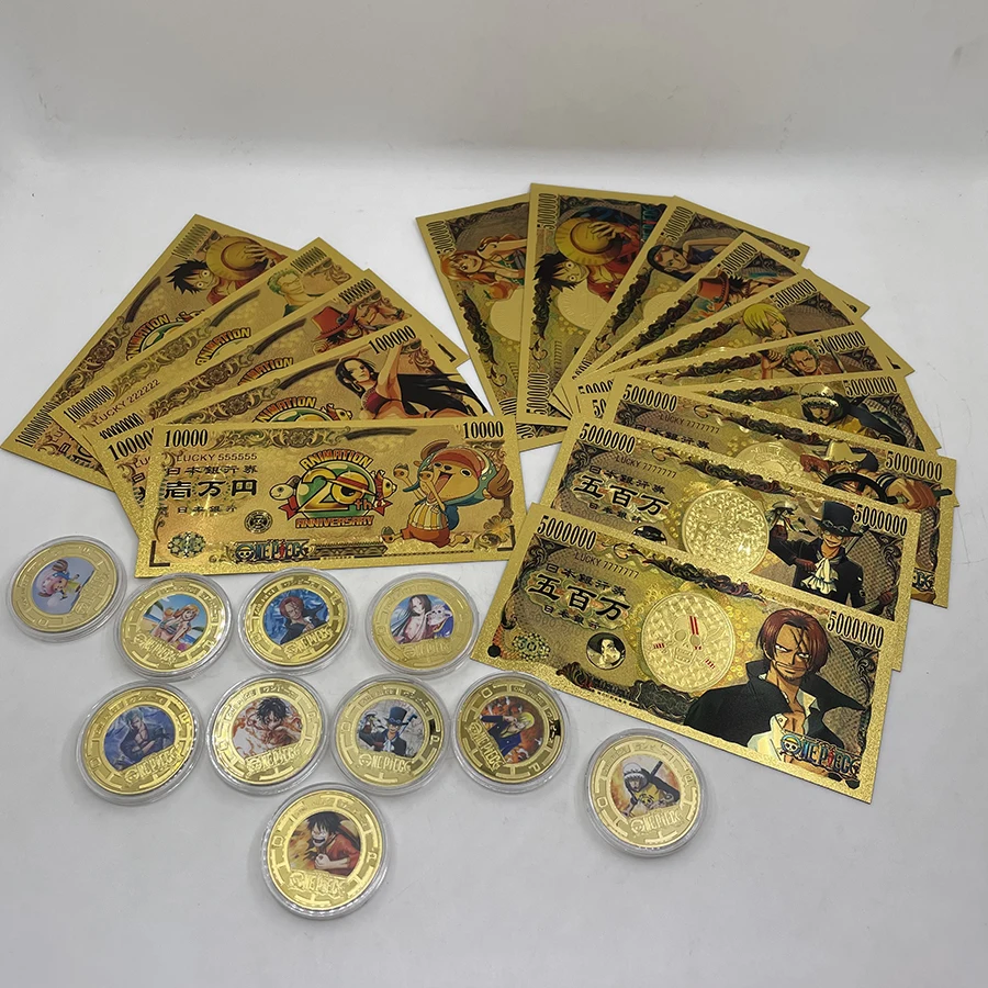 Коллекционные золотые банкноты и монеты для коллекции великолепного аниме Сабо