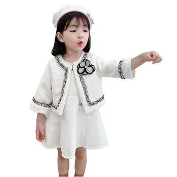 

elegant toddler girl jacket dress set noble princess tops dress set for 1-8years girls little kids party clothes set