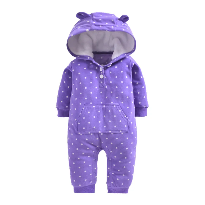 Fastener purple dot Одежда для малышей комбинезон для новорожденных Одежда для мальчиков осенне-зимний флисовый детский зимний комбинезон Одежда для новорожденных Комбинезоны для младенцев - Цвет: Fastener purple dot