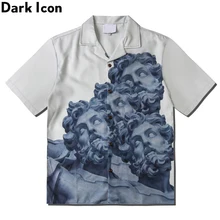 Dark Icon Printed Vintage Shirt Men 2020 Summer Turn-down Collar Men's Shirt Streetwear Clothing