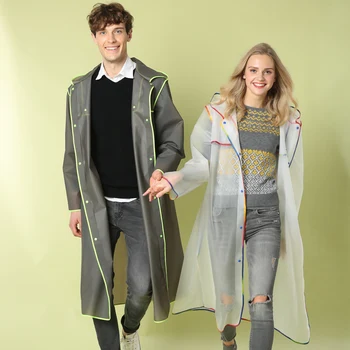 

The new 2020 fashion thick-heeled adult raincoat men's and women's jelly poncho long trench coat hiking and biking