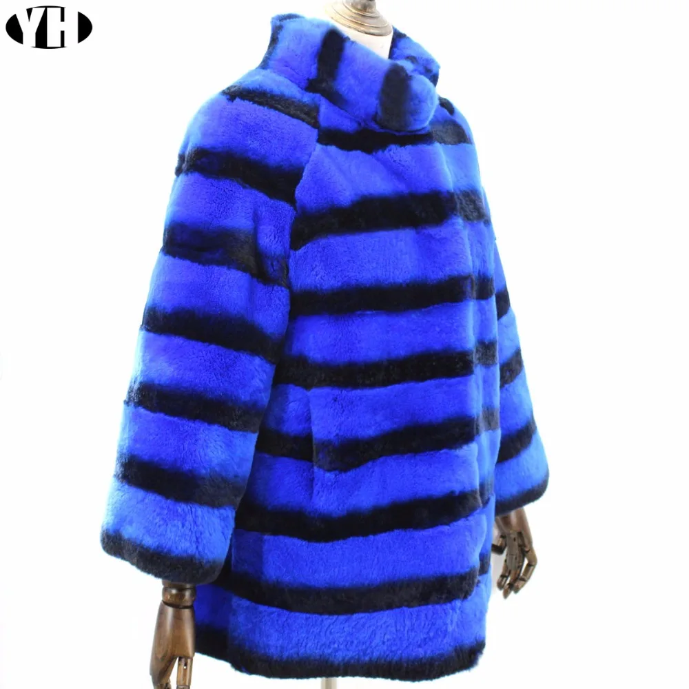Зимний женский мех шиншиллы, верхняя одежда, натуральный мех кролика Рекс, куртка, Брендовое модное плотное меховое длинное пальто на заказ