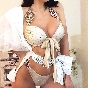 

Colored rhinestones hot drilling swimming suit for women brazilian bikini set sexy swimsuit 2 piece swim suit women swimwear