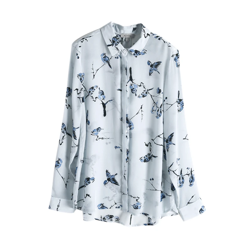 SuyaDream Silk Blouse Woman 100%Silk Crepe Long