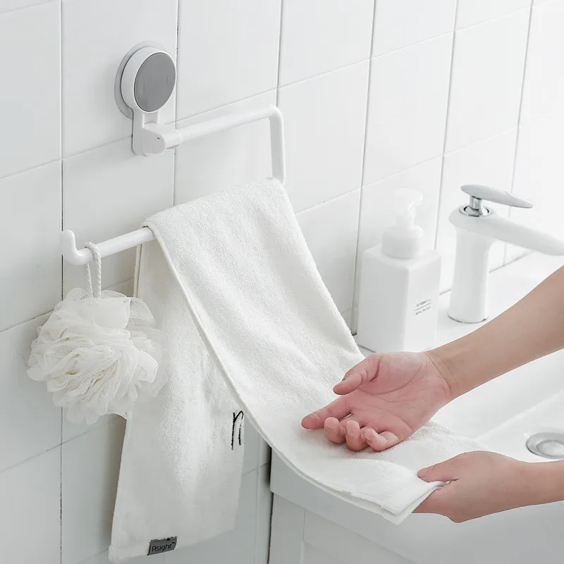 Kitchen Rack Bathroom Towel Roll Paper Holder Plastic Wrap Rack Storage Shelf Organizer Wall Decoration Shelves Punch Free