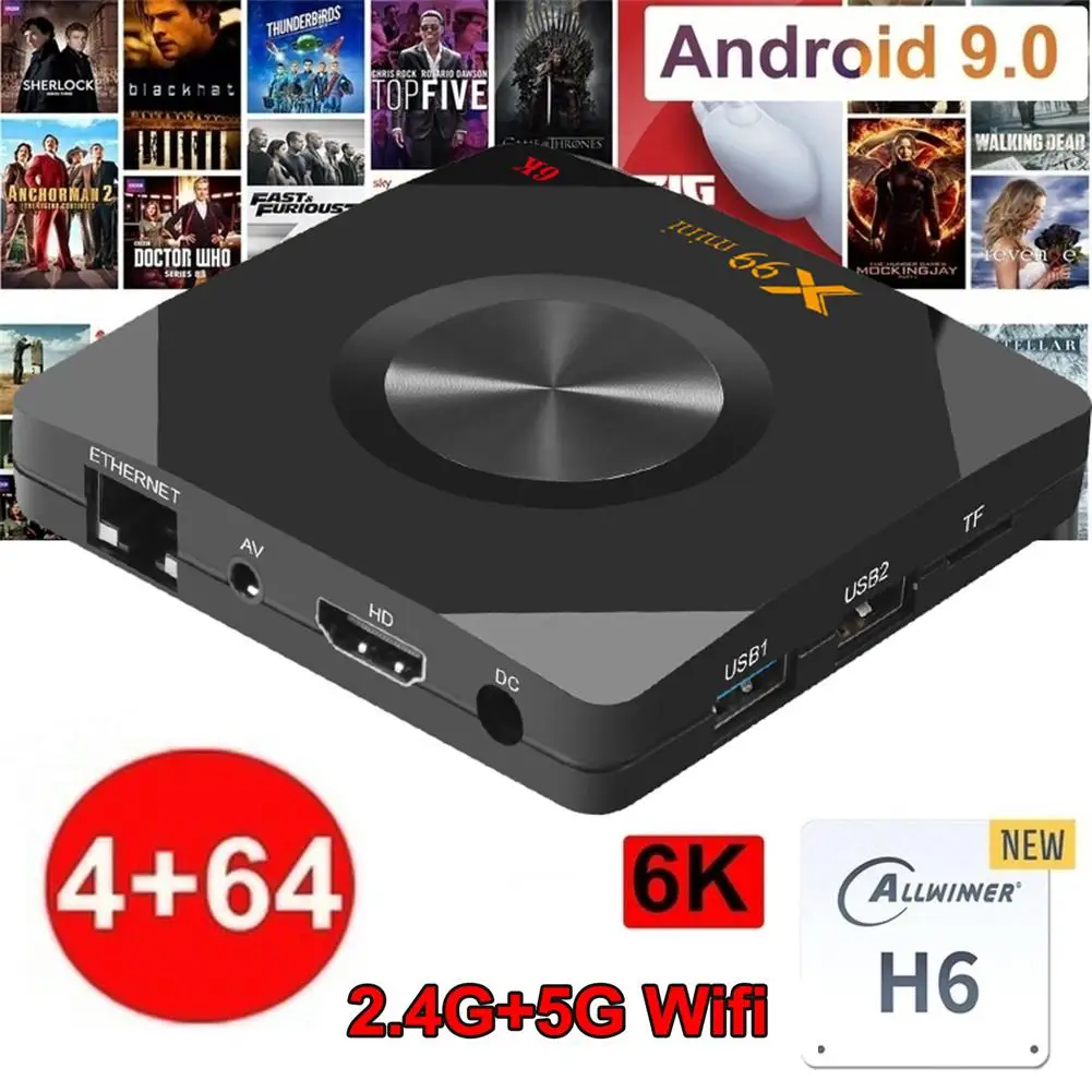 X99 Мини Android 9,0 tv BOX 2,4G/5G wifi 6K Allwinner H6 четырехъядерный ЖК-дисплей 4 Гб 64 Гб/32 ГБ USB3.0 ТВ приставка