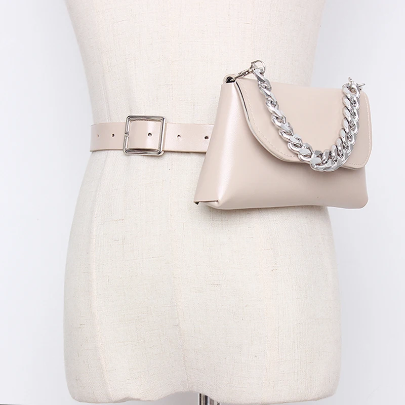 [EAM] мини-сумка из искусственной кожи с цепочкой, длинный широкий пояс, индивидуальная женская новая модная универсальная осенне-зимняя 19A-a354