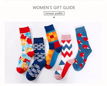 

2019 new foreign trade women's socks men's business medium tube couple socks geometric flower wave table tennis