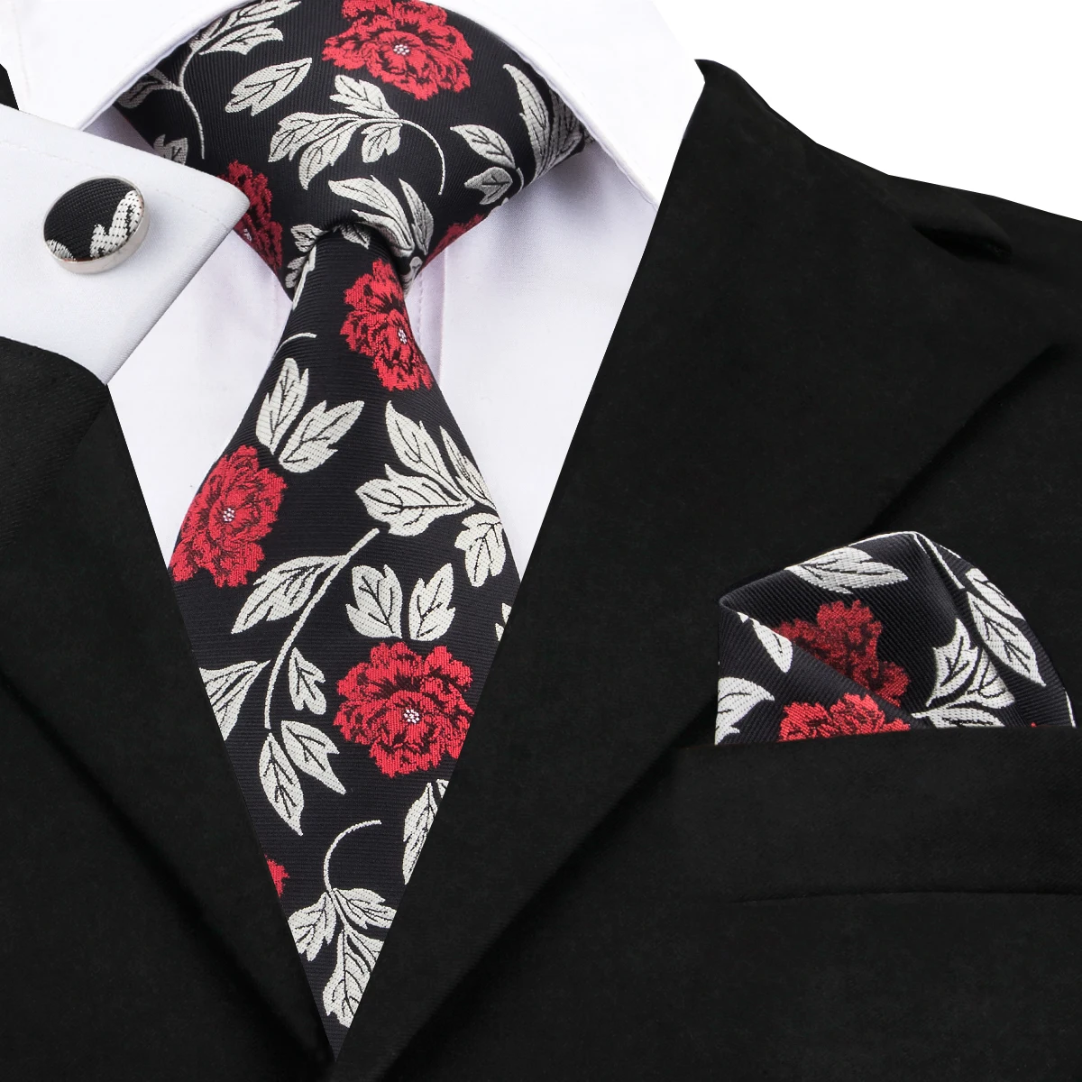 C-1708 Привет-галстук 2017 Для мужчин мода цветочным узором галстук для Для мужчин бизнес галстук Hanky запонки 100% шелк 8,5 см жаккардовые