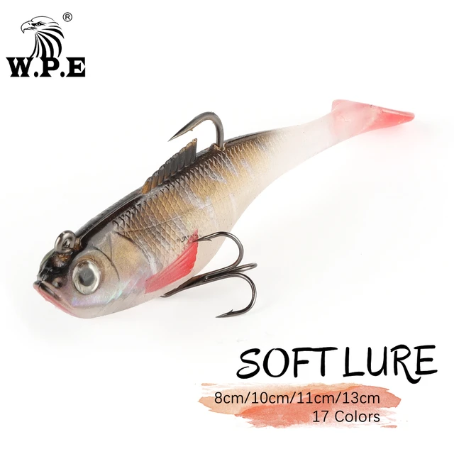 W.P.E Brand 1pcs 8/10/11/13cm Lead Head Fishing Lure 17colors T