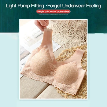 

Lace Beautiful Back Sports Vest Female Underwear Bra 5D Wireless Contour Bra Lace Breathable Plus Size Bras No Trace Vest TSLM1
