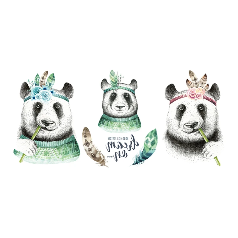 Temporary Tattoo Bear Waterproof Female Long-lasting Man Body Art Painted Panda Sticker | Красота и здоровье