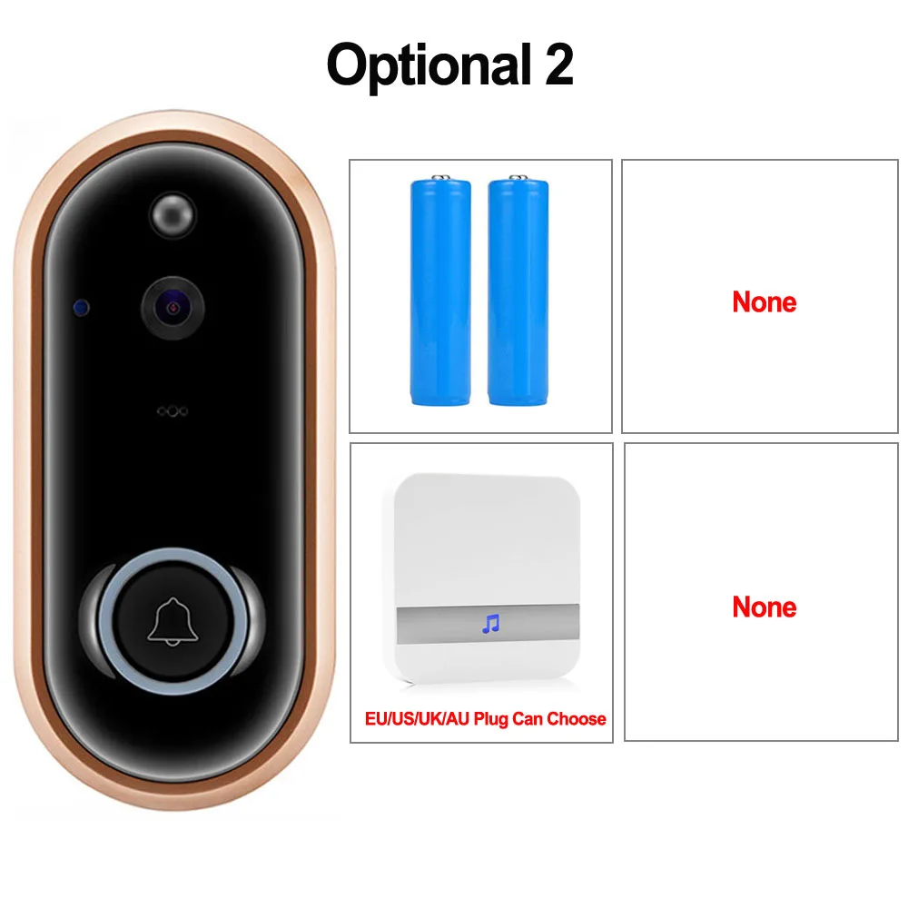 CDYCAM 1080P смарт-видео, дверной звонок беспроводная домашняя камера безопасности 2-Way Talk ночного видения PIR Обнаружение двери телефон с вилкой Chime - Цвет: Option 3