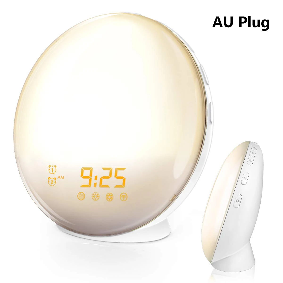 AU Plug Будильник С восходом солнца, пробуждение, ночная лампа, цифровые часы с функцией повтора звука природы, FM радио, помощь при спении, 7 цветов, светильник - Цвет: AU Plug