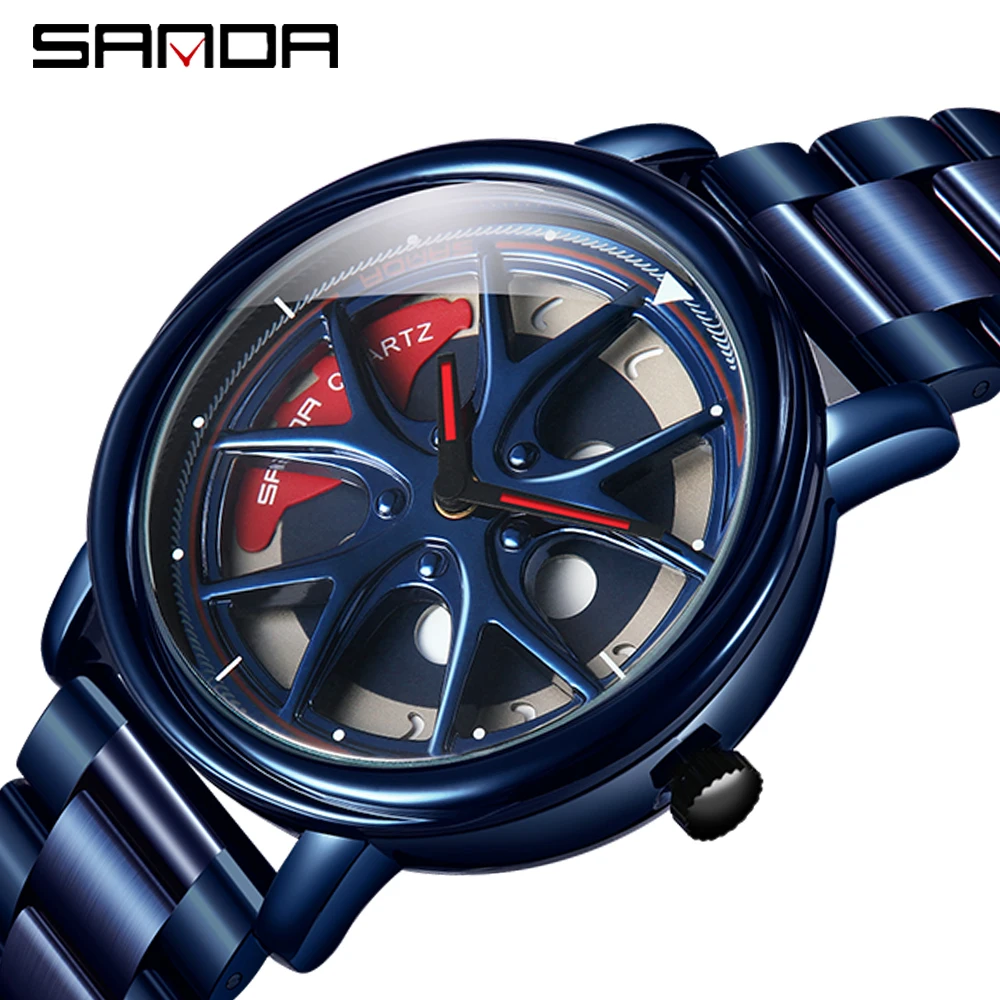 Sleek Black Waterproof Stainless Steel Skeleton Dial Men's Wristwatch