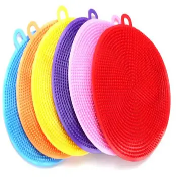 

6PCS Multi-function Color Silicone Dishwashing Brush Kitchen Household Double-sided Cleaning Brush Dish Cloth Decontamination