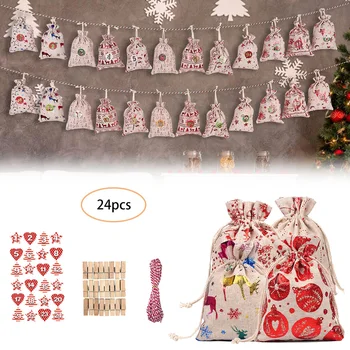 

Pouch Bag Pattern 24Pcs Hanging Calendars Cookies Gift Christmas Decor XMAS