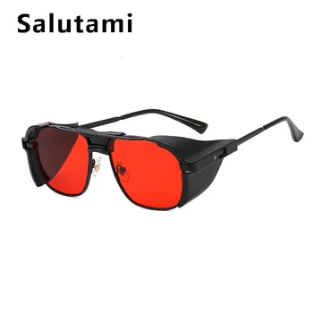 

Thick Edge Steampunk Band For Men 2020 Fashion Windproof Pilot Sun Glasses Male Clear Frame Red Black Eyewear Women Punk Shades