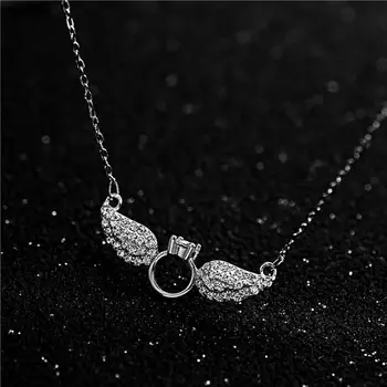

Angel Wings Cubic Zirconia Necklaces & Pendants Real 925 Sterling Silver Necklace For Women Fashion Chain Fine Jewelry 925-194