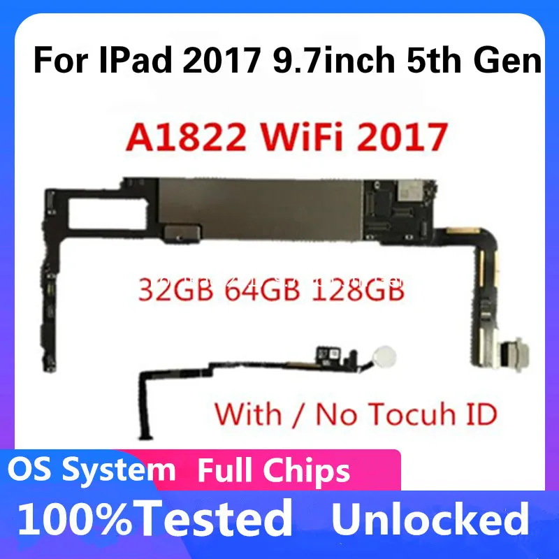 A1822 WiFi VersionFor IPad 2017 9.7inch 5th Gen Motherboard Unlocked Logic Board With IOS System Full Chips clean icloud | Мобильные
