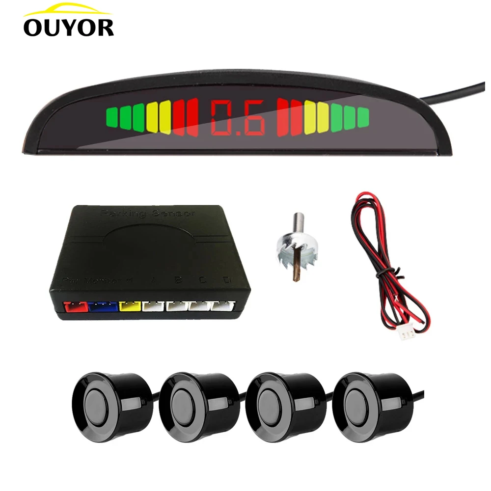 Sistema de detección inteligente Parktronic para coche, pantalla LED, retroiluminación, Radar de aparcamiento, con 4 sensores