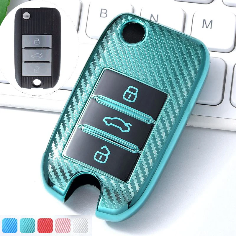 Funda de fibra de carbono para llave de coche, funda de TPU para llavero para Roewe RX5 MG3 MG5 MG6 MG7 MG ZS GT GS 350 360 750 W5, accesorios