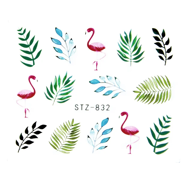 Nail Stickers Sliders For Nails For Manicure Decor Nails Set Nail Design Sliders Flower Leaf Tree Green Nail Art Watermark Decal STZ-832