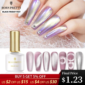 

BORN PRETTY Magnetic Gel Polish Silver Snowlight Semi-transparent 6ML Soak Off Gel Cat Eye UV LED Nail Gel for Manicuring DIY