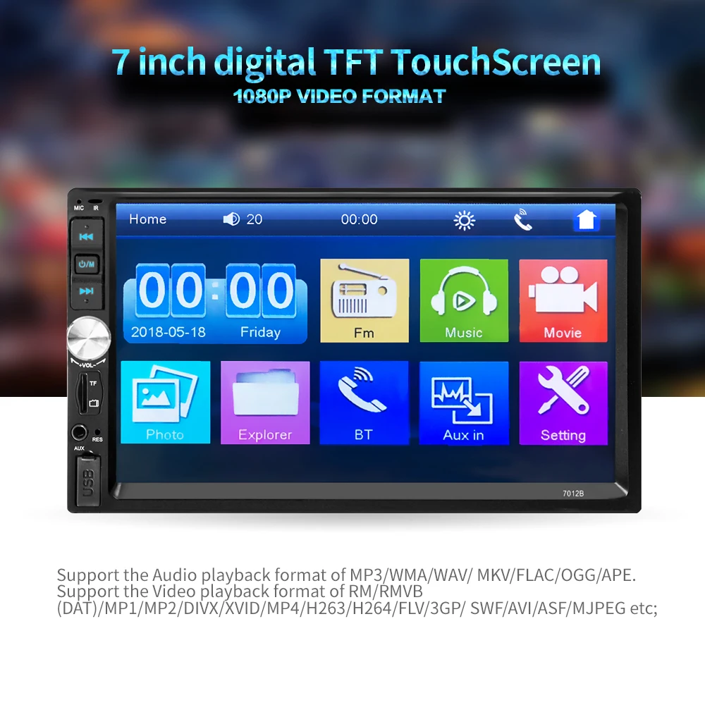 2 din автомобильное радио Coche рекордер Bluetooth 2din 12v плеер " HD сенсорный экран MP3 MP5 Авто аудио стерео TF USB FM Авторадио 7012b