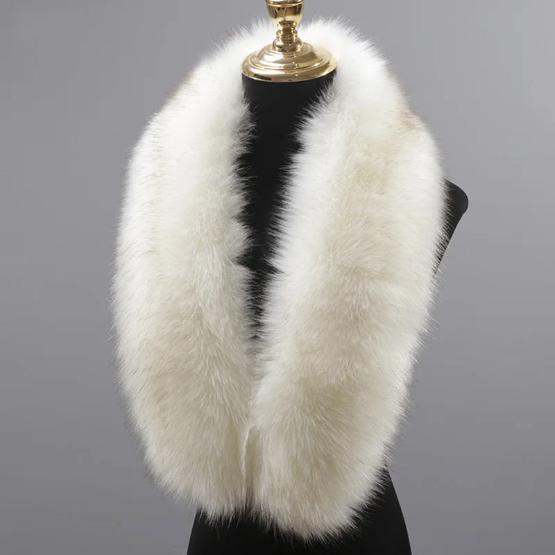 Faux Fox Fur Collar Fake Fur Coat Scarves Winter Large Luxury Women Men Jackets Hood Shawl Decor Female Neck Collar Wraps