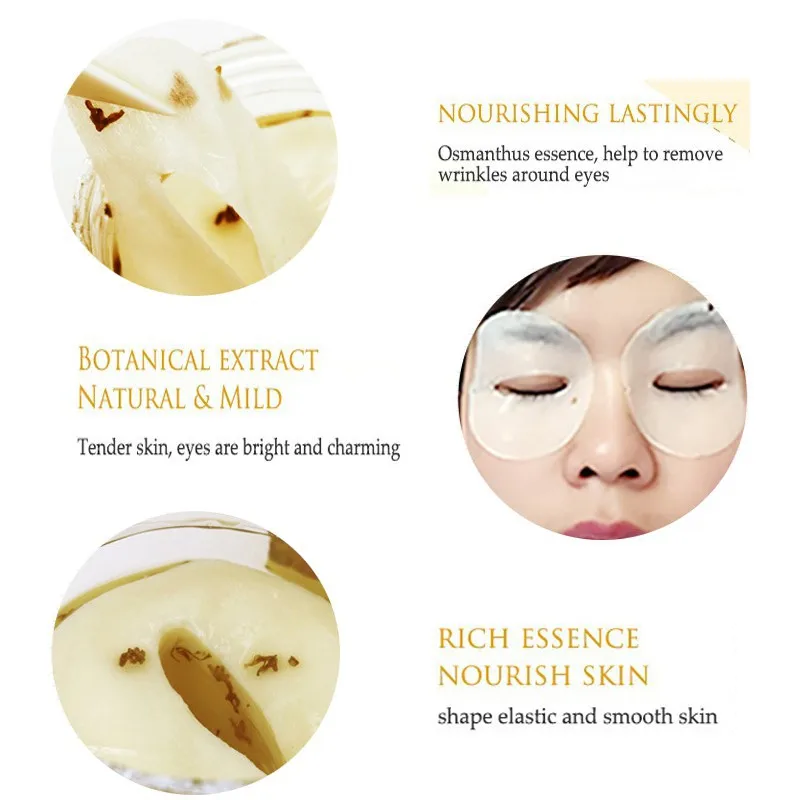 80 pcs/ Bottle Gold Osmanthus Eye Mask Face Care Sleep Patches Health MascarasWomen Collagen Gel Eyes Masks