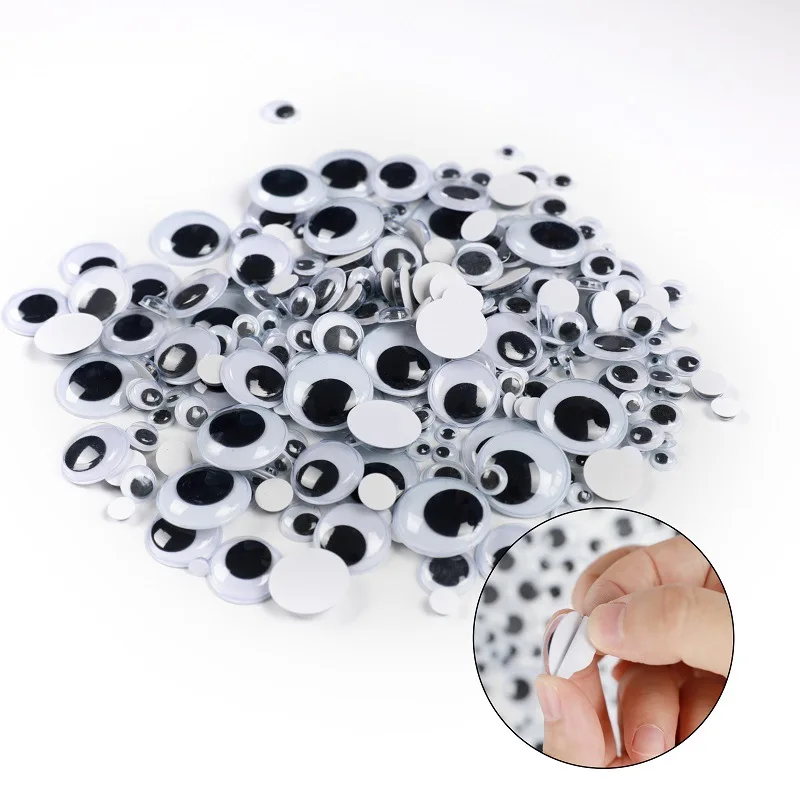 DIY Wiggly Googly Eyes Black White Self-Adhesive Doll Eye Movable  Simulation Animal Eyeball Kindergarten Children Craft Supplies