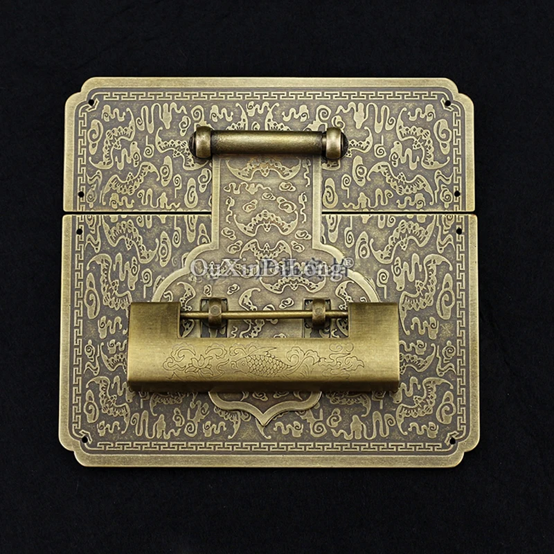 

Classic Retro European Antique Brass Carved Lock Hasps Buckle Chest Suitcase Wood Cases Box Lock Catch Latches Clasp+Padlock