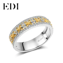 EDI модное обручальное кольцо с бабочкой, натуральным бриллиантом, 14 K, двухцветное Золотое обручальное кольцо для женщин, ювелирные изделия
