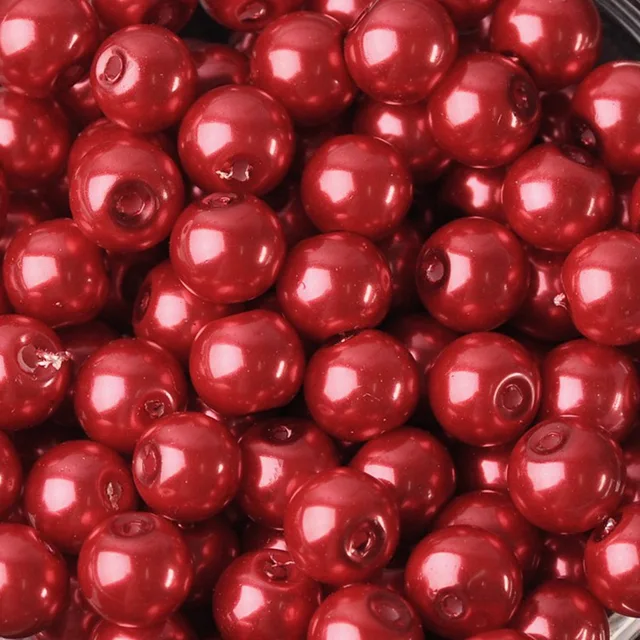 Lot Colors Round Pearl Coated Glass 4mm 6mm 8mm 10mm 12mm 14mm 16mm Loose Spacer Beads for Jewelry Making DIY Crafts Red