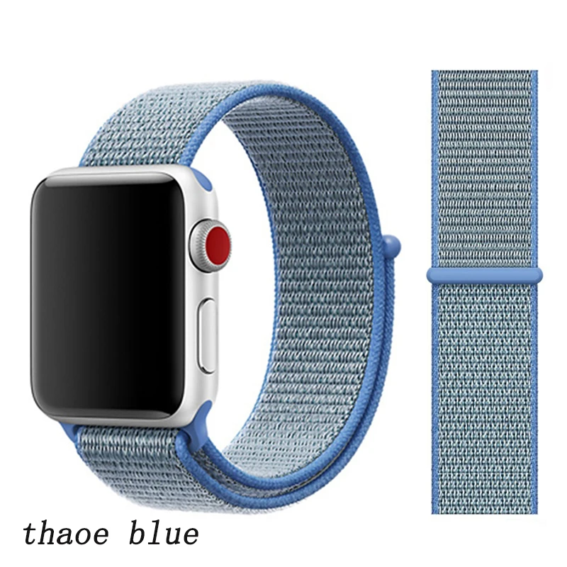 Ремешок для apple watch 5 4 ремешок 44 мм 40 мм Correa 42 мм 38 мм iwatch 5 4 3 2 нейлоновый браслет pulseira ремешок для часов - Цвет ремешка: thaoe blue