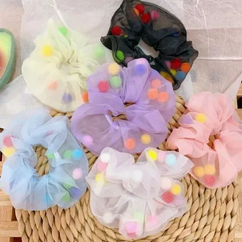 

2020 Women Chiffon Mesh Hair Band Fashion Large Intestine Hair Ring Net Red Sweet Tie Hair Rope Accessories