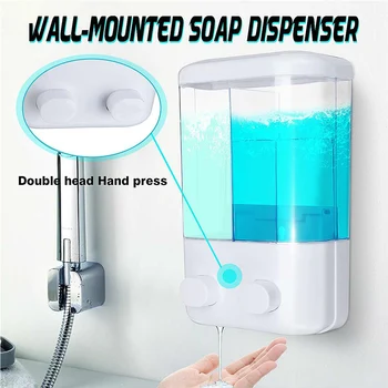 

Soap Dispenser Double Chamber Wall-Mounted Shampoo Lotion Container For Home Office 1000ML Manual
