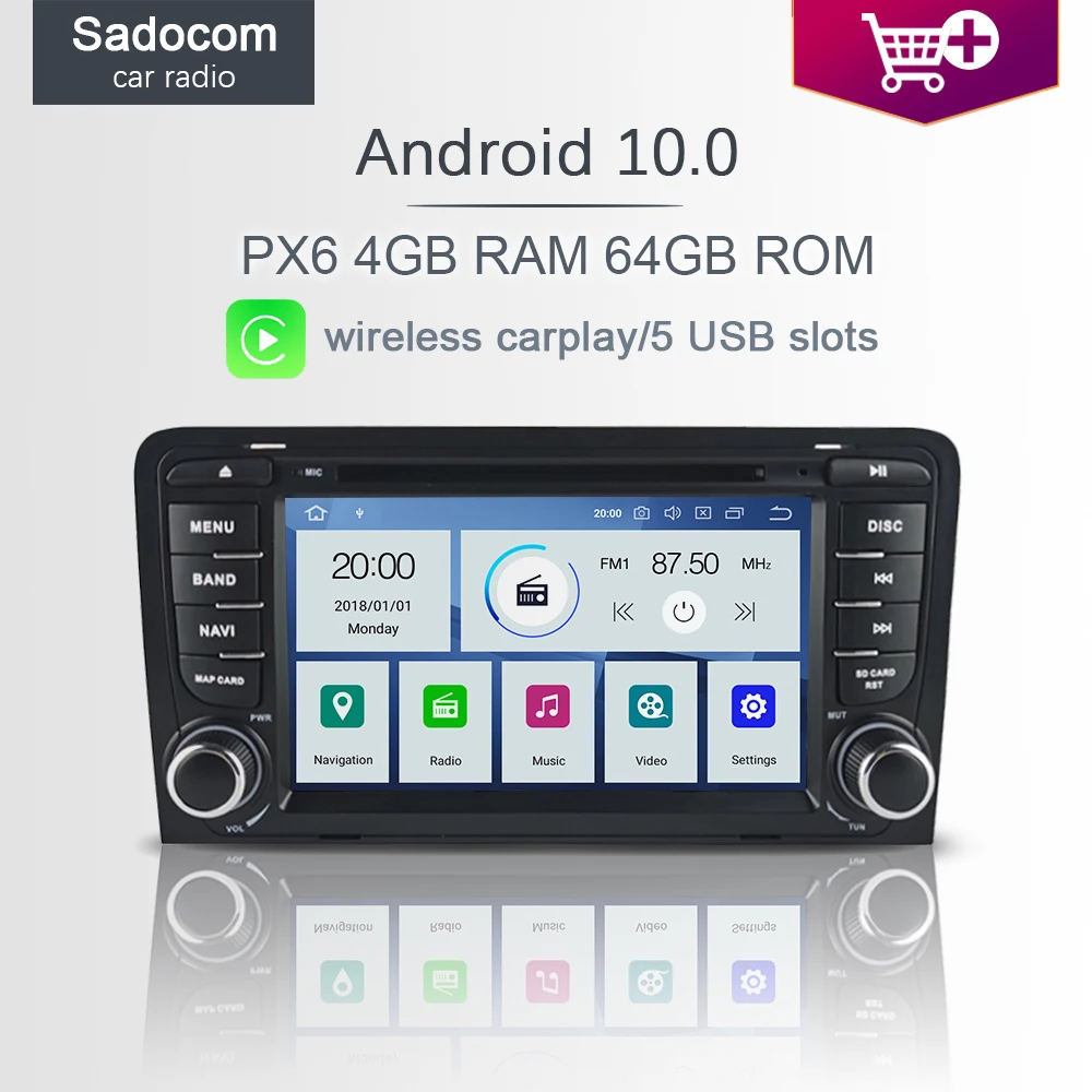 Автомобильный DVD-плеер PX6 7 дюймов 2 din Android 10 0 6 ядер 64 Гб ПЗУ 4 ОЗУ Авторадио